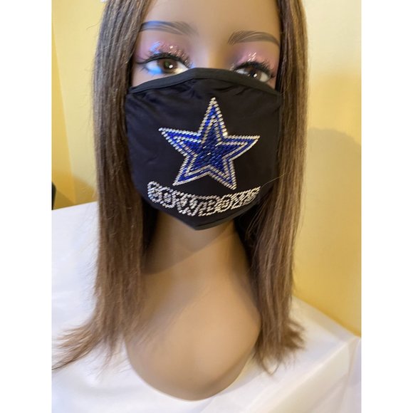 Dallas Cowboys Bling Rhinestone Face Mask Front Logo - Picture 9 of 10